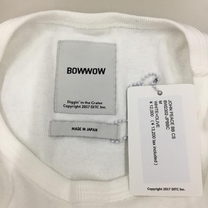 バウワウ Bowwow カットソー 長袖 長袖カットソー クルーネックカットソー ロングスリーブカットソー プリントTシャツ M ロゴ、文字 白 / ホワイト / X カーキ / カーキ /  メンズ USED 古着 中古 10122332