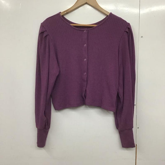 アースミュージックアンドエコロジー earth music&ecology カーディガン 長袖 M 無地 紫 / パープル /  レディース USED 古着 中古 10142790