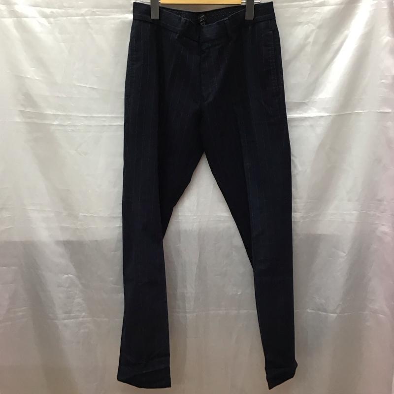 バナナリパブリック BANANA REPUBLIC パンツ スラックス スラックスパンツ ワイドパンツ カジュアルパンツ センタータックパンツ 30インチ ストライプ 紺 / ネイビー /  メンズ USED 古着 中古 10116877