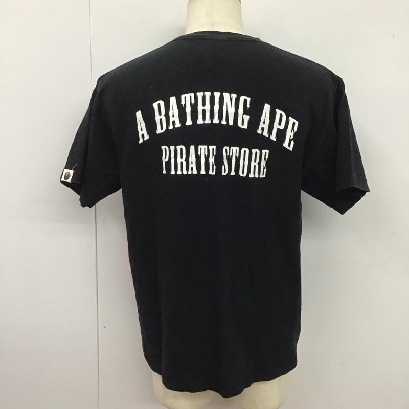 アベイシングエイプ A BATHING APE Tシャツ 半袖 半袖カットソー プリントTシャツ クルーネックカットソー L ロゴ、文字 黒 / ブラック /  メンズ USED 古着 中古 10125501