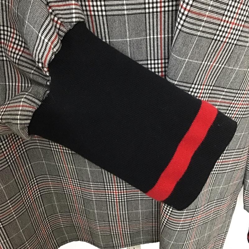 ザラウーマン ZARA WOMAN カットソー 長袖 4437 050 064 スタンドネック M チェック 黒 / ブラック / X 白 / ホワイト / X 赤 / レッド /  レディース USED 古着 中古 10113458