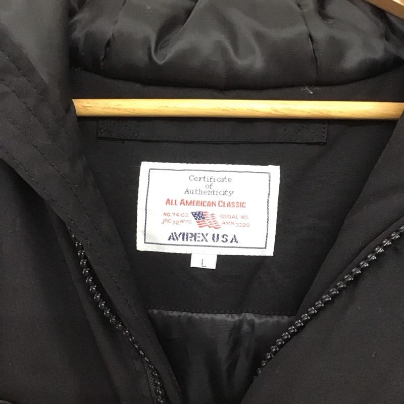 アヴィレックス AVIREX U.S.A. ジャケット、上着 ジャンパー、ブルゾン ジップアップジャケット パーカージャケット アウター L ロゴ、文字 黒 / ブラック /  メンズ USED 古着 中古 10149139