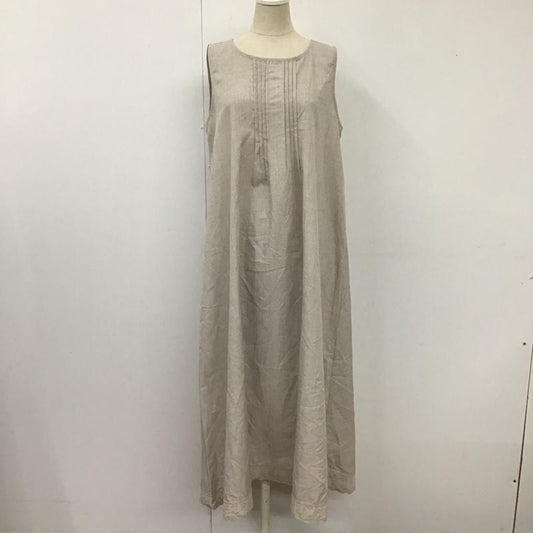 アクシーズファム axes femme ワンピース ロングスカート AS341X08 麻調ピンタックAラインOP ノースリーブ FREE 刺繍 ベージュ / ベージュ /  レディース USED 古着 中古 10115488