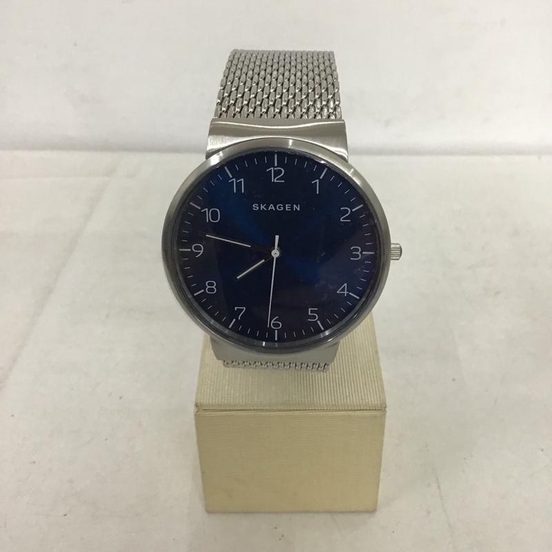 スカーゲン SKAGEN 腕時計 アナログ（クォーツ式） SKW6164 箱有 ロゴ、文字 銀 / シルバー / X 紺 / ネイビー /  メンズ USED 古着 中古 10134344