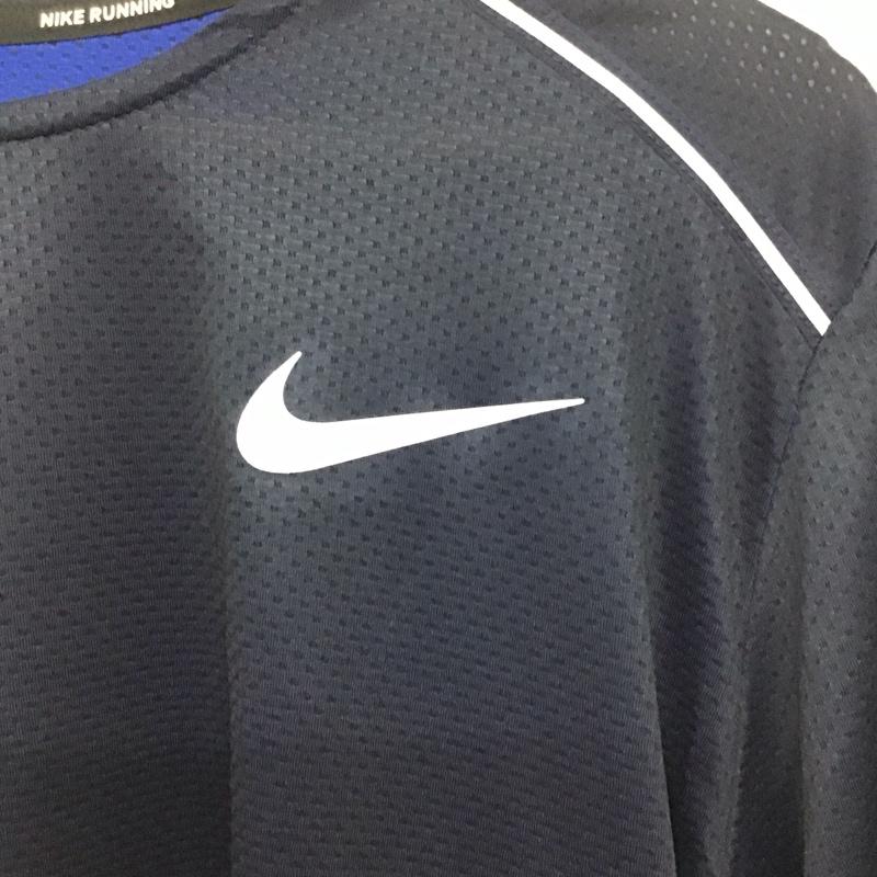 ナイキ NIKE Tシャツ 半袖 AQ4931-492 DRI-FIT パックプリント スポーツウェア トレーニングウェア タグ付き L ロゴ、文字 紺 / ネイビー /  メンズ USED 古着 中古 10135576