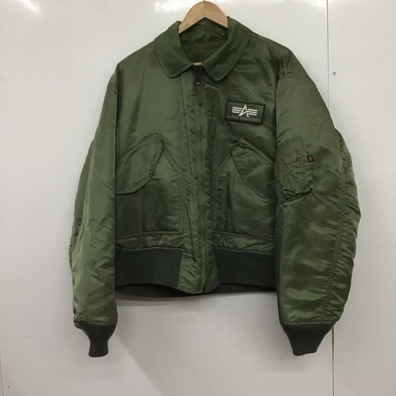 アルファインダストリー Alpha Industries ジャケット、上着 ジャンパー、ブルゾン ジップアップジャケット ミリタリージャケット アウター L ロゴ、文字 カーキ / カーキ /  メンズ USED 古着 中古 10146663