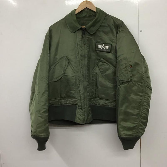 アルファインダストリー Alpha Industries ジャケット、上着 ジャンパー、ブルゾン ジップアップジャケット ミリタリージャケット アウター L ロゴ、文字 カーキ / カーキ /  メンズ USED 古着 中古 10146663