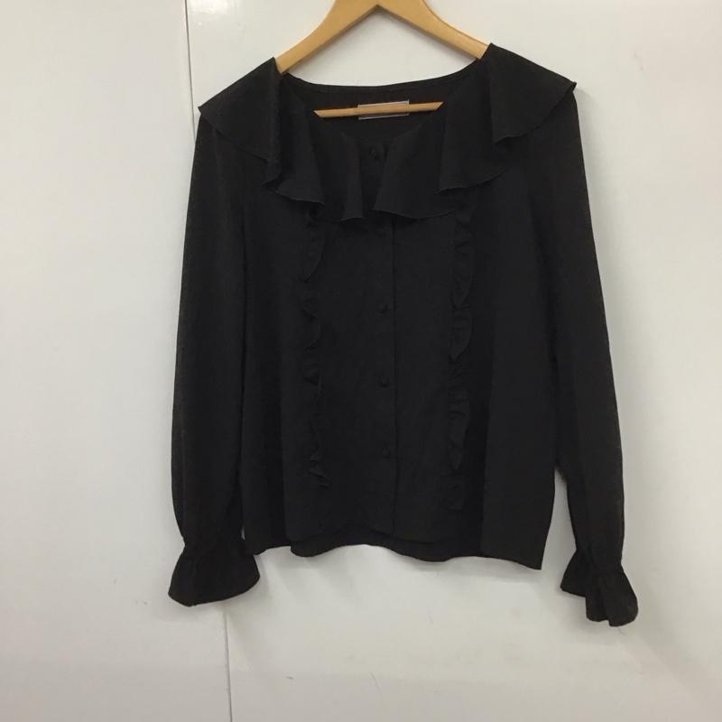 アンクルージュ ANKROUGE シャツ、ブラウス 長袖 BL1906-7683 フリルブラウス M 無地 黒 / ブラック /  レディース USED 古着 中古 10131279