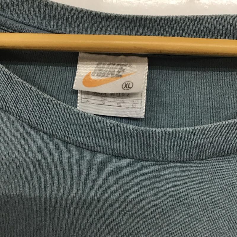 ナイキ NIKE Tシャツ 半袖 半袖カットソー プリントTシャツ クルーネックカットソー 古着 90S XL ロゴ、文字 水色 / ライトブルー /  メンズ USED 古着 中古 10135723