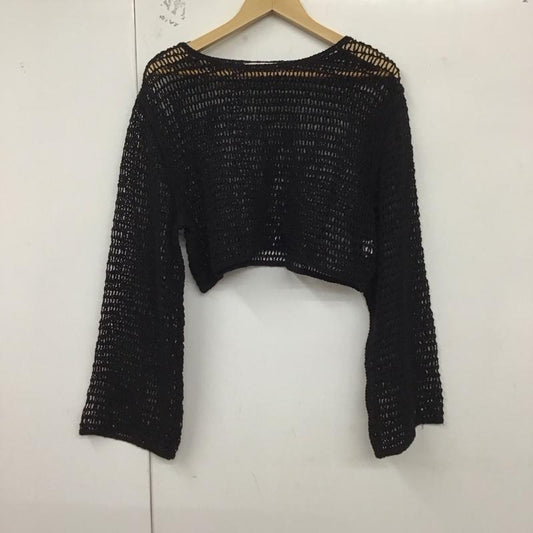 ザラ ZARA ニット、セーター 長袖 長袖ニットカットソー 編み上げ ショート丈 L 無地 黒 / ブラック /  レディース USED 古着 中古 10128985