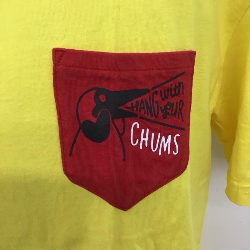 チャムス CHUMS Tシャツ 半袖 CH01-1687 胸ポケット M ロゴ、文字 黄 / イエロー /  メンズ USED 古着 中古 10110825