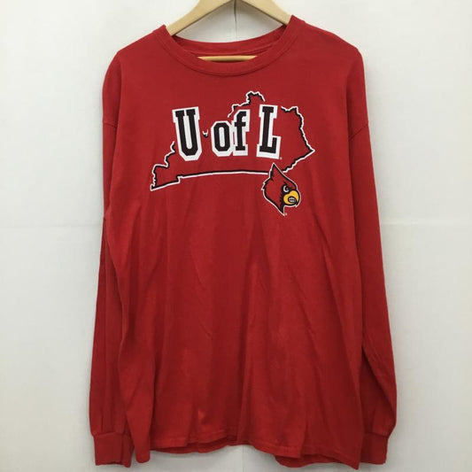 ユーズドクロージング used clothes Tシャツ 長袖 UofL captivating apparel L プリント 赤 / レッド /  メンズ USED 古着 中古 10127551