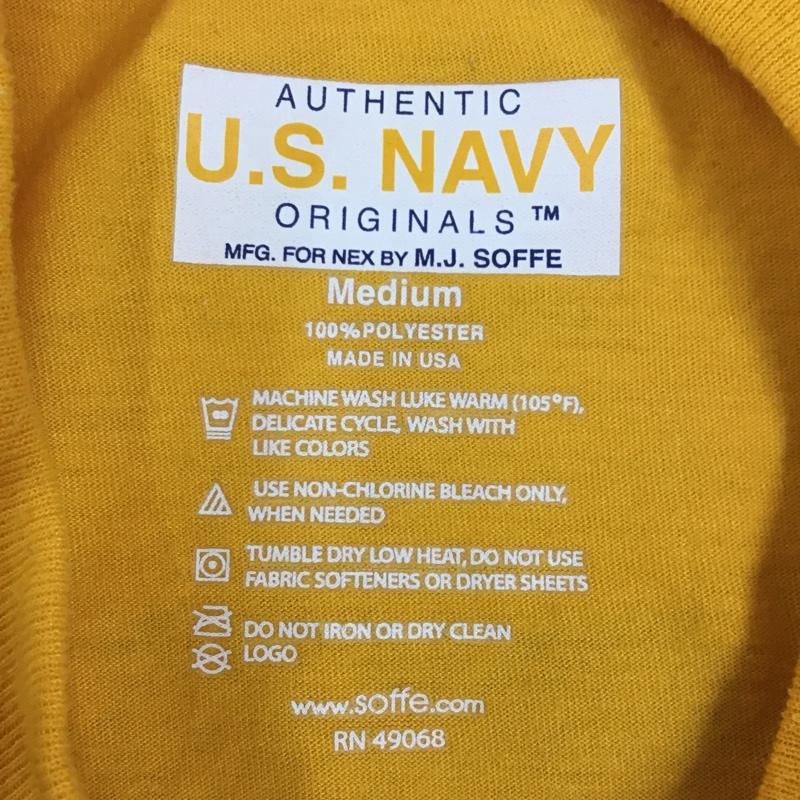 ユーエスネイビー USNAVY Tシャツ 半袖 半袖カットソー プリントTシャツ クルーネックカットソー 古着 M ロゴ、文字 黄 / イエロー /  メンズ USED 古着 中古 10113870