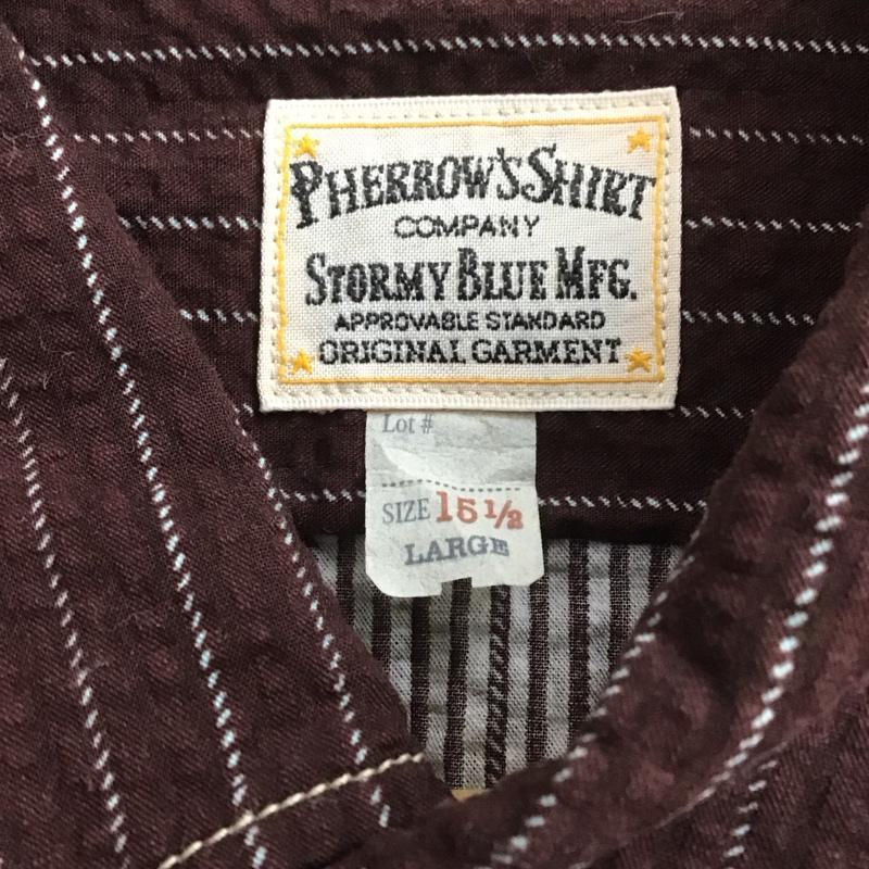 フェローズ Pherrow s シャツ、ブラウス 長袖 長袖シャツ ストライプシャツ カラーシャツ L ストライプ 茶 / ブラウン /  メンズ USED 古着 中古 10148715
