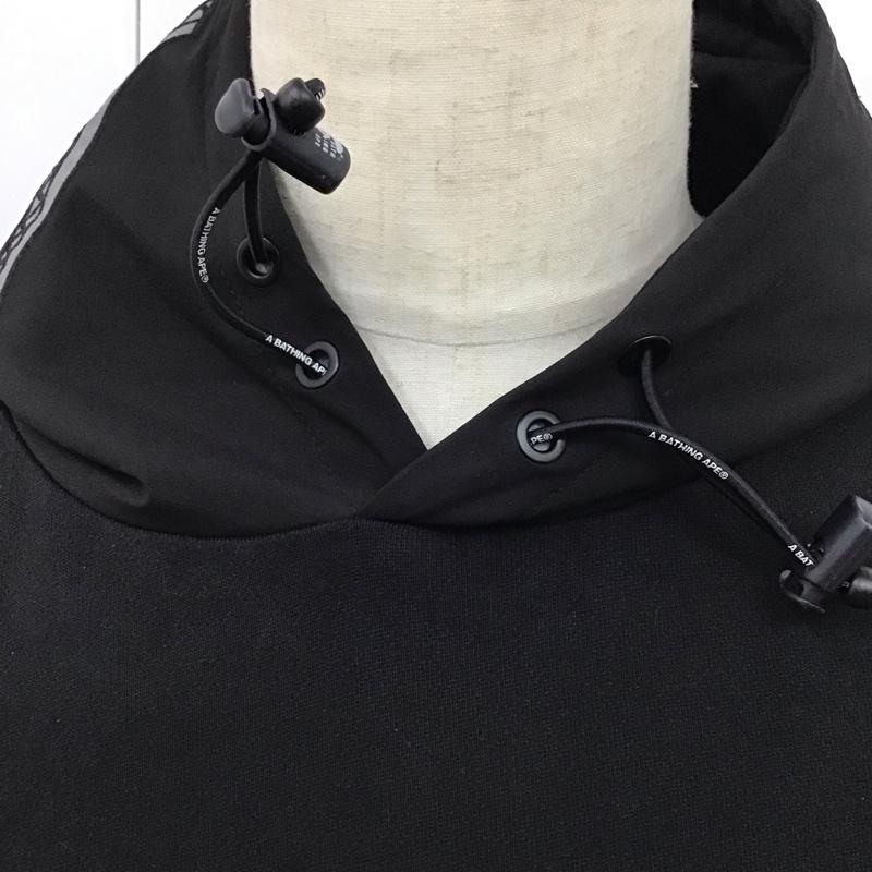 アベイシングエイプ A BATHING APE パーカー 半袖 半袖パーカー スウェットカットソー プルオーバー XL ロゴ、文字 黒 / ブラック /  メンズ USED 古着 中古 10119222