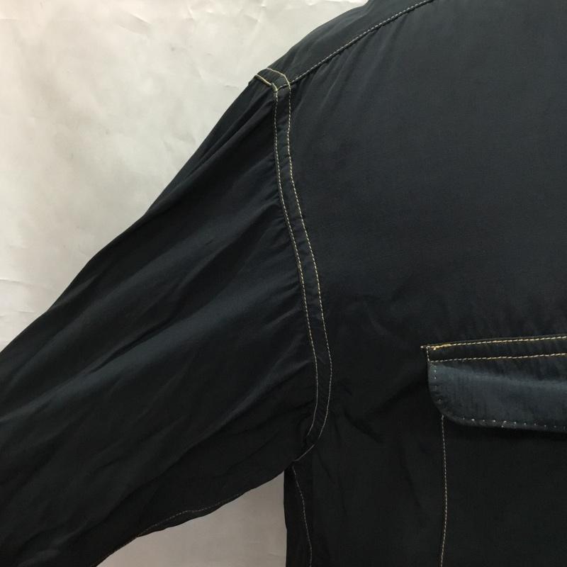 古着 USED シャツ、ブラウス 長袖 長袖シャツカラーシャツ カジュアルシャツ ポケットシャツ M 無地 黒 / ブラック /  メンズ USED 古着 中古 10106590