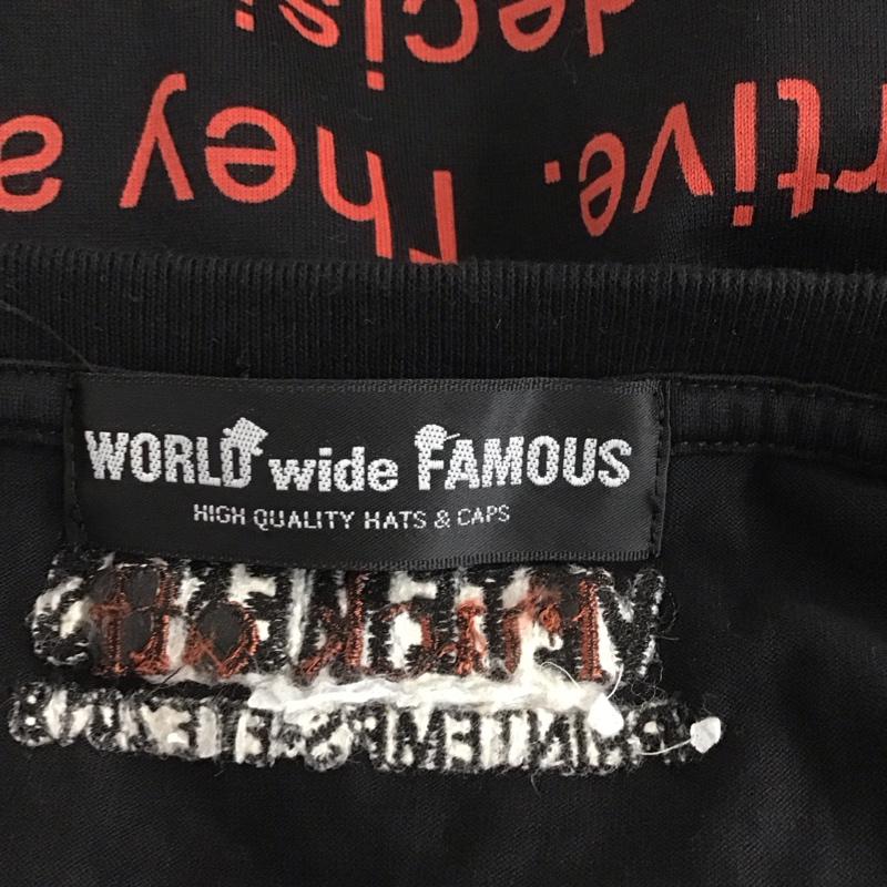 ワールドワイドフェイマス WORLD WIDE FAMOUS Tシャツ 半袖 クルーネック ロゴ、文字 黒 / ブラック /  メンズ USED 古着 中古 10111884