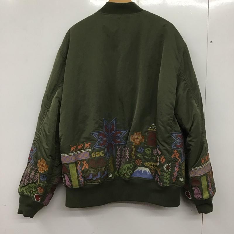 ゴースローキャラバン go slow caravan ジャケット、上着 ジャンパー、ブルゾン 310226 ワッシャーナイロンツイルパネル刺繍リブJK 4 刺繍 カーキ / カーキ /  メンズ USED 古着 中古 10139615