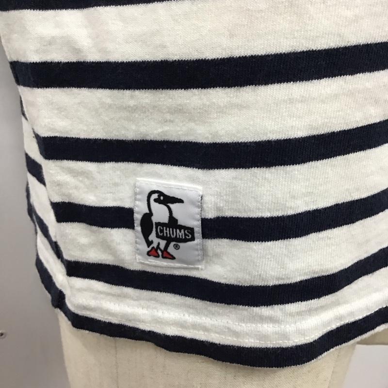 チャムス CHUMS Tシャツ 半袖 半袖カットソー プリントTシャツ クルーネックカットソー XL ボーダー柄 白 / ホワイト / X 紺 / ネイビー /  メンズ USED 古着 中古 10115715