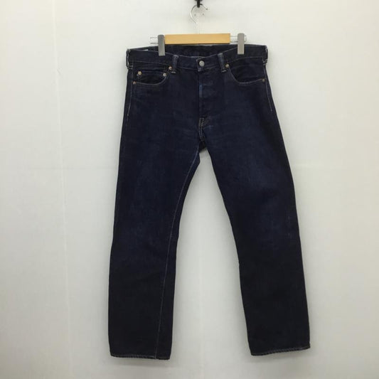 桃太郎ジーンズ MOMOTARO JEANS パンツ デニム、ジーンズ 0705SP 出陣 LABEL タイト ストレート デニム パンツ 34インチ 無地 X ボーダー柄 インディゴ / インディゴ /  メンズ USED 古着 中古 10128835