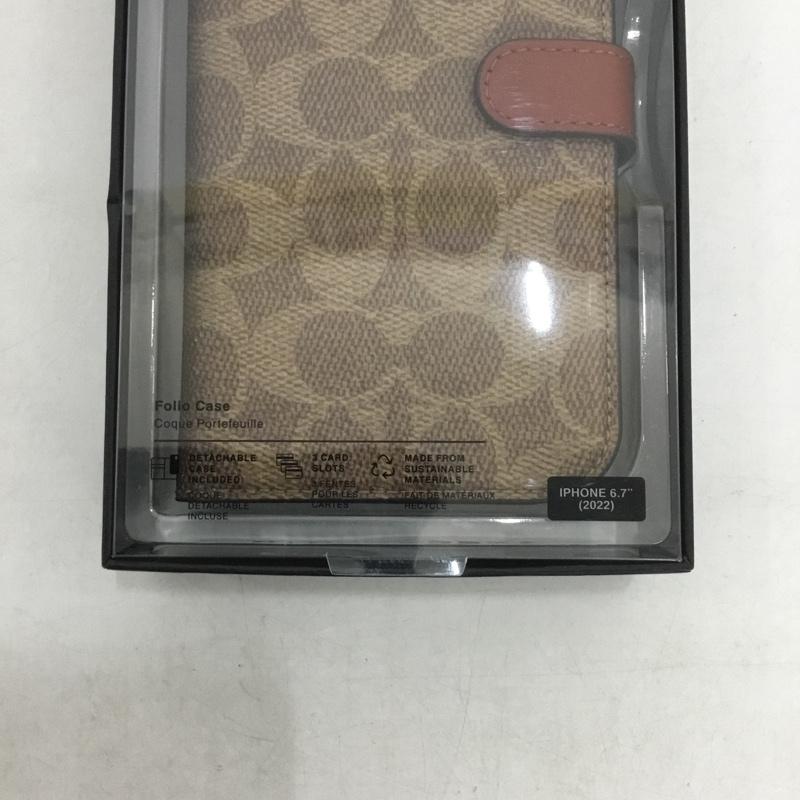 コーチ COACH ファッション小物 ファッション小物 CIPH-122-SCTAN 手帳型 iPhoneケース iPhone 14 Plus Folio Case ロゴ、文字 茶 / ブラウン / X ベージュ / ベージュ /  レディース USED 古着 中古 10138332