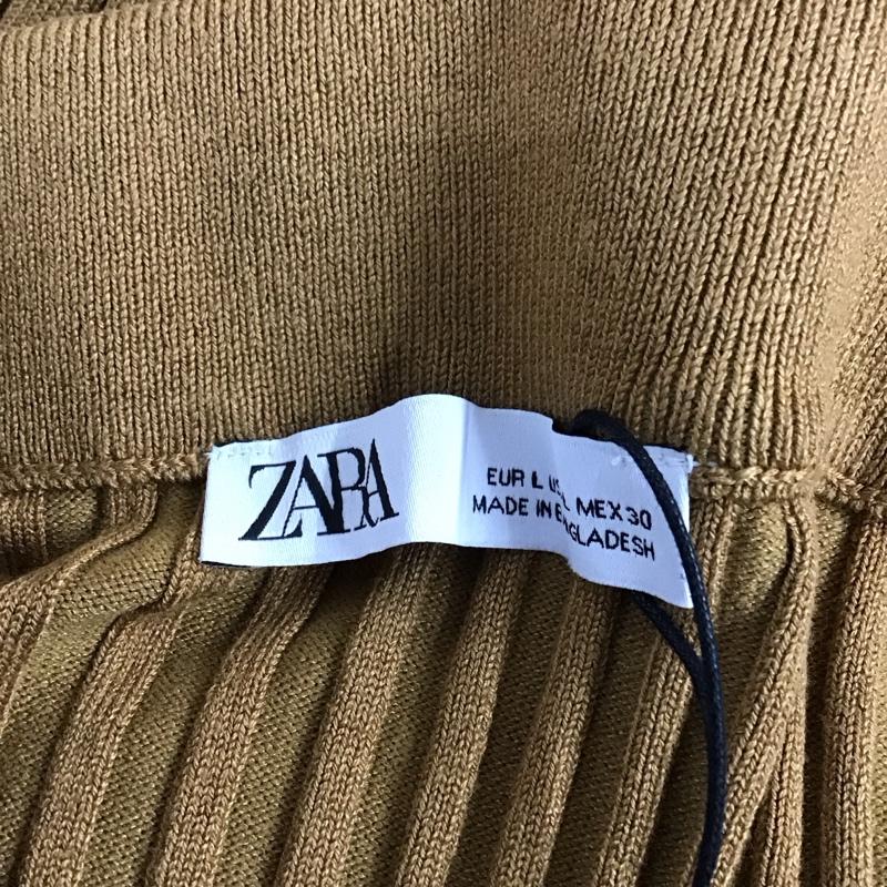 ザラ ZARA スカート ロングスカート 3519 002 704 スリット リブ L 無地 茶 / ブラウン /  レディース USED 古着 中古 10120405