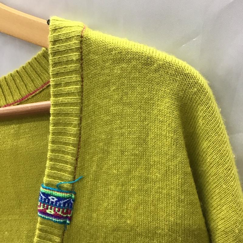 チチカカ TITICACA カーディガン 長袖 Vネック S ワンポイント 黄 / イエロー /  レディース USED 古着 中古 10115412