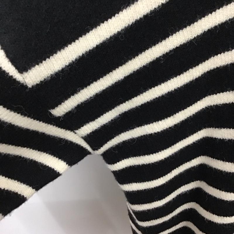 ザラ ZARA ニット、セーター 長袖 9667 125 105 クルーネック M ボーダー柄 黒 / ブラック / X 白 / ホワイト /  レディース USED 古着 中古 10121878