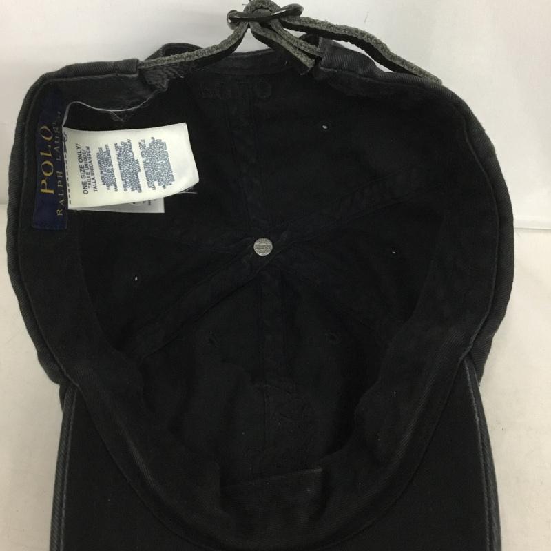 ポロラルフローレン POLO RALPH LAUREN 帽子 キャップ コットン レザー ONE SIZE ワンポイント 黒 / ブラック /  メンズ USED 古着 中古 10144303