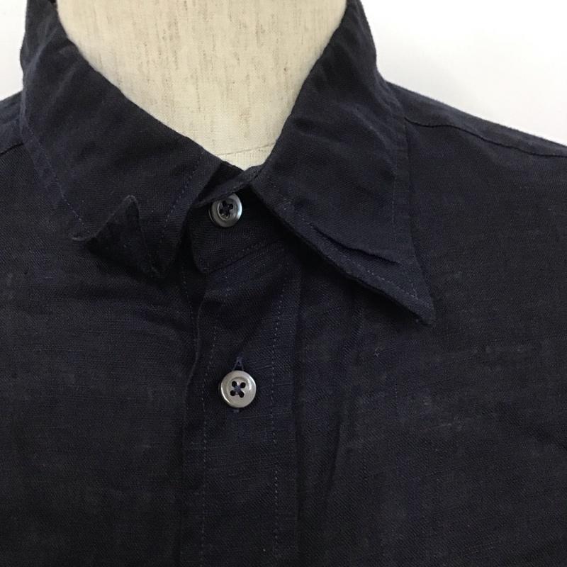 アルマーニコレッツォーニ ARMANI COLLEZIONI シャツ、ブラウス 半袖 半袖シャツ カラーシャツ カジュアルシャツ ポケットシャツ L 無地 紺 / ネイビー /  メンズ USED 古着 中古 10106537