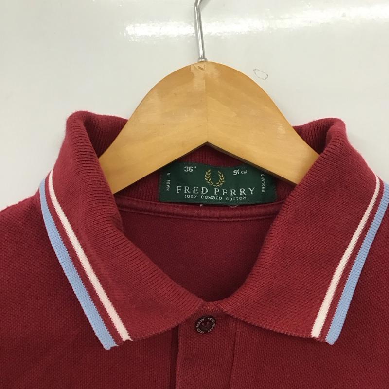 フレッドペリー FRED PERRY ポロシャツ 半袖 イングランド 90 36 無地 えんじ / ワインレッド /  レディース USED 古着 中古 10150814