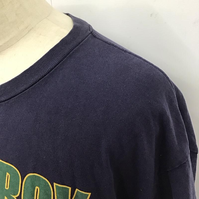 リーボック Reebok Tシャツ 半袖 クルーネック XL ロゴ、文字 紺 / ネイビー /  メンズ USED 古着 中古 10118316