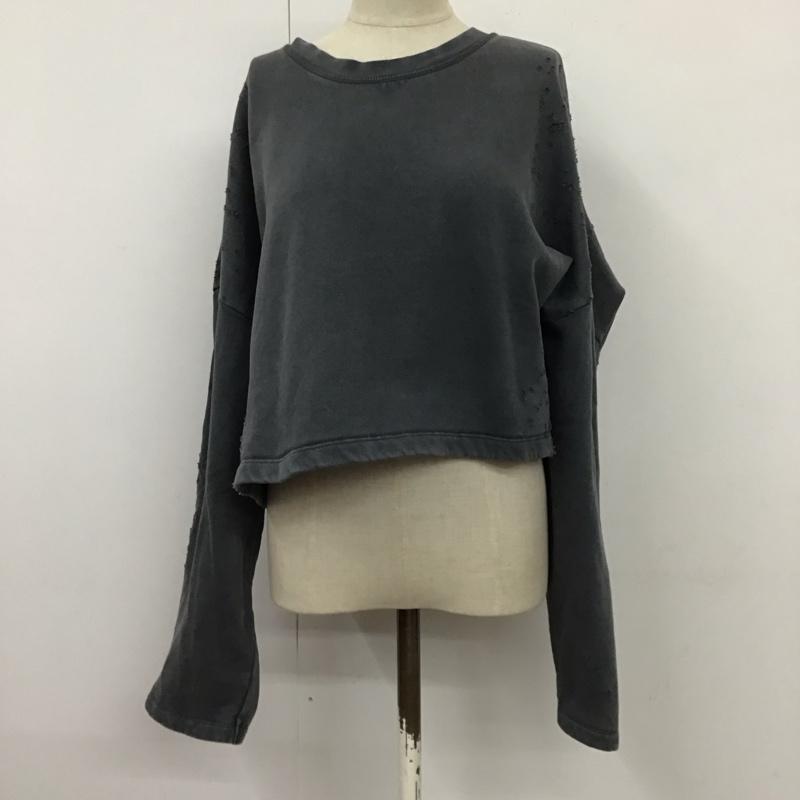 ザラ ZARA トレーナー 長袖 6050 343 802 スウェット 裏起毛 M ダメージ加工 チャコールグレー / チャコールグレー /  レディース USED 古着 中古 10119393