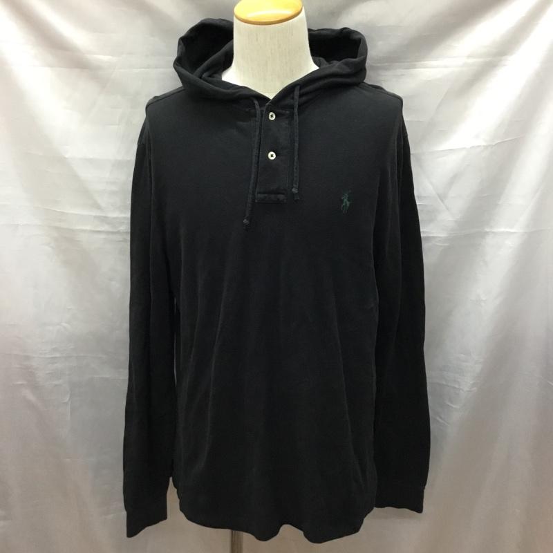 ポロバイラルフローレン Polo by RALPH LAUREN パーカー 長袖 鹿の子 プルオーバー L ワンポイント 黒 / ブラック /  メンズ USED 古着 中古 10117194