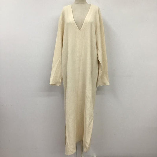 ザラ ZARA ワンピース ロングスカート 長袖ロングワンピース フレアワンピース Vネック L 無地 オフホワイト / オフホワイト /  レディース USED 古着 中古 10115246