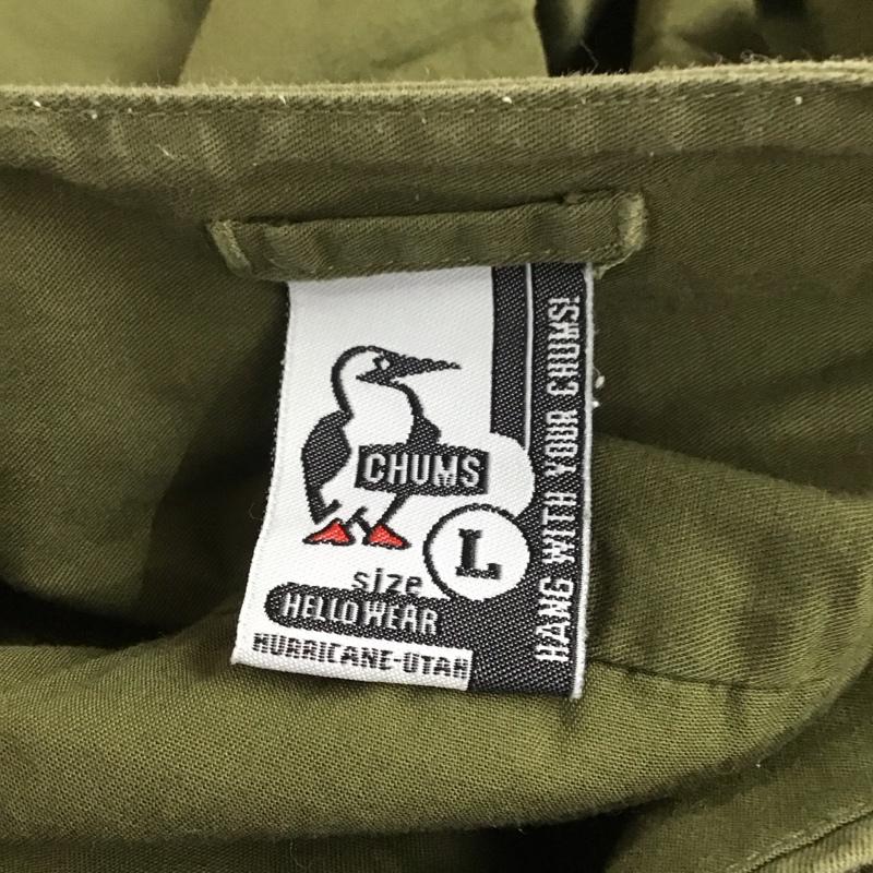 チャムス CHUMS シャツ、ブラウス 半袖 CH02-1054 ノーカラーシャツ L ワンポイント カーキ / カーキ /  メンズ USED 古着 中古 10108178