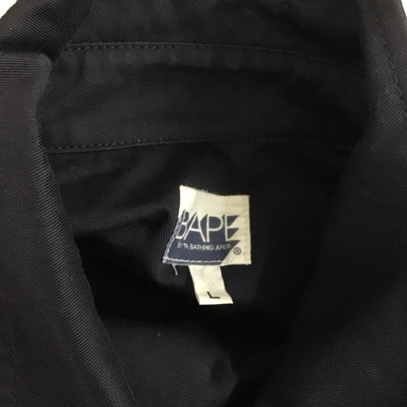 アベイシングエイプ A BATHING APE シャツ、ブラウス 半袖 ワークシャツ L 無地 紺 / ネイビー /  メンズ USED 古着 中古 10109879