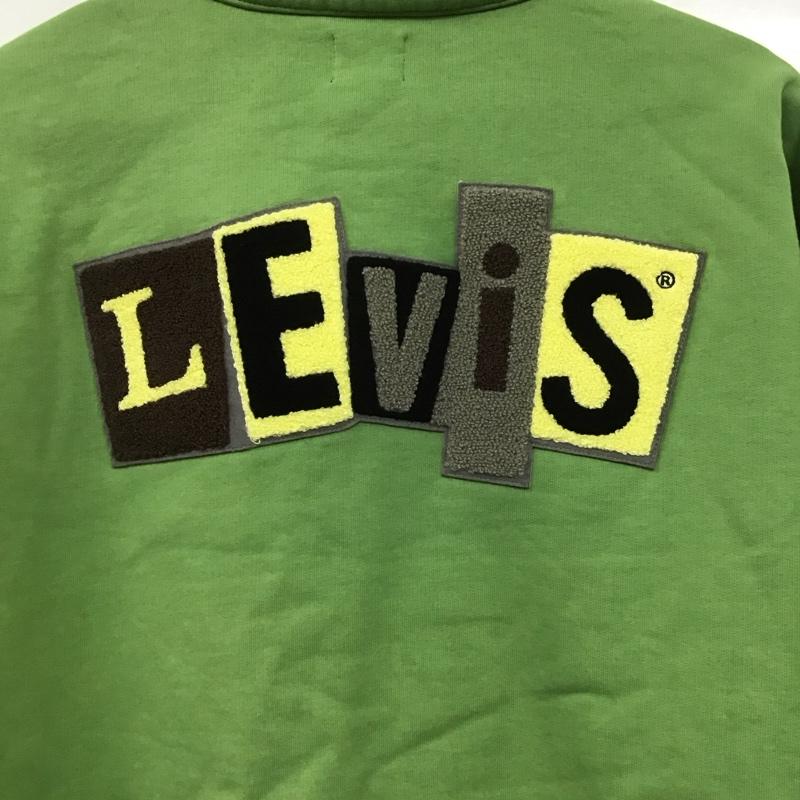リーバイス Levi s トレーナー 長袖 長袖スウェット ジップアップネック トレーナー L ロゴ、文字 黄緑 / イエローグリーン /  メンズ USED 古着 中古 10148953
