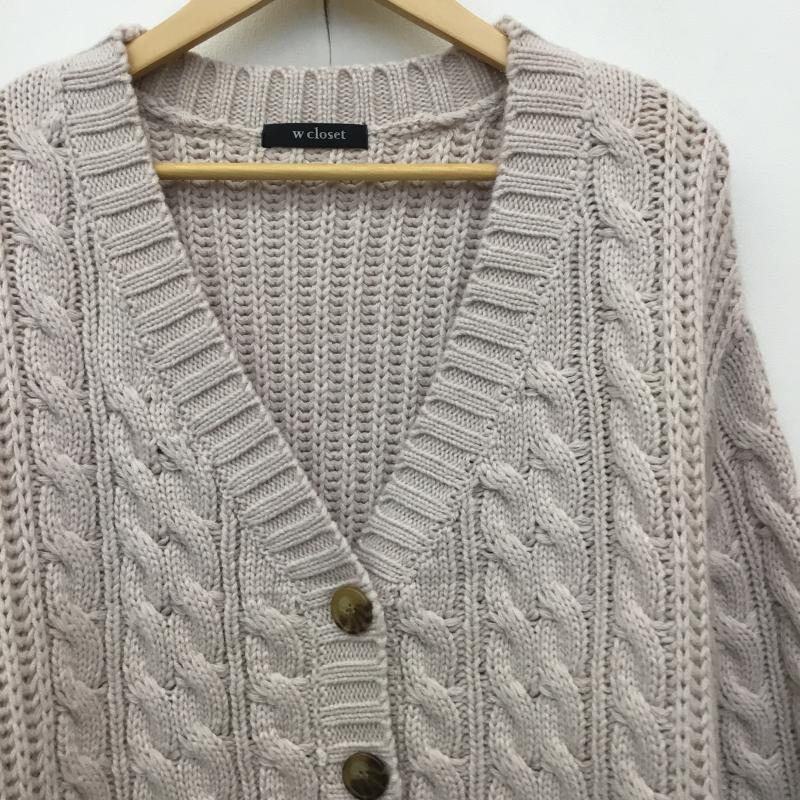 ダブルクローゼット w closet カーディガン 長袖 FREE  ベージュ / ベージュ / X 桃 / ピンク /  レディース USED 古着 中古 10142551