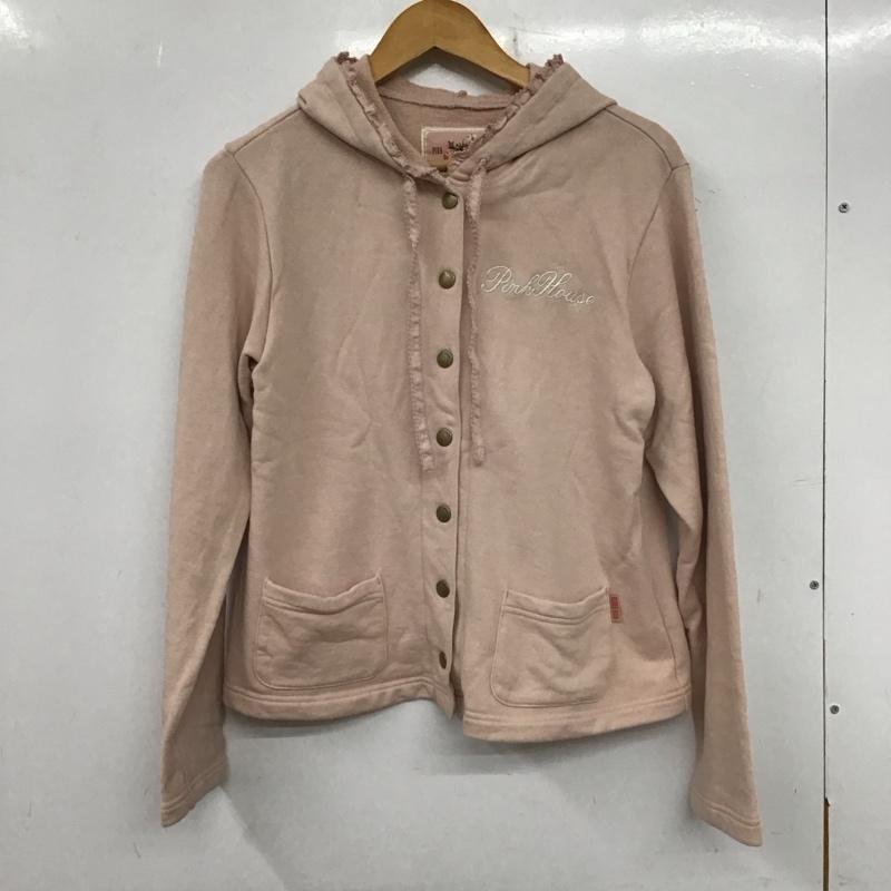 ピンクハウス PINK HOUSE パーカー 長袖 A2123UCD221 アニバーサリーケーキプリントゼッケン付きパーカー L ロゴ、文字 桃 / ピンク /  レディース USED 古着 中古 10138621