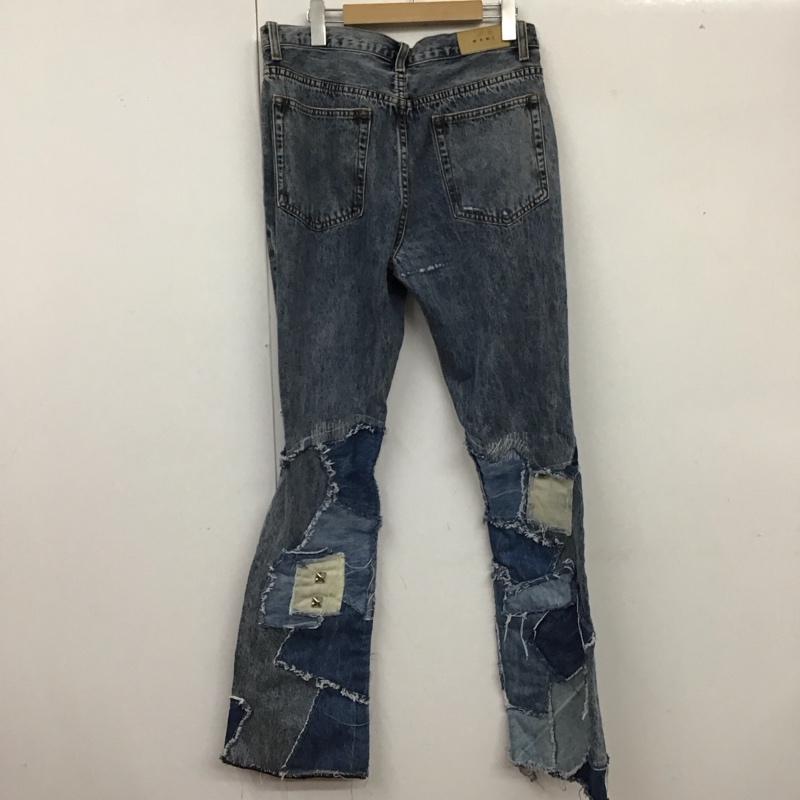 ミニマル mnml パンツ デニム、ジーンズ デニムパンツ スリムパンツ フレアパンツ ジーンズ 32インチ ダメージ加工 インディゴ / インディゴ /  メンズ USED 古着 中古 10118238