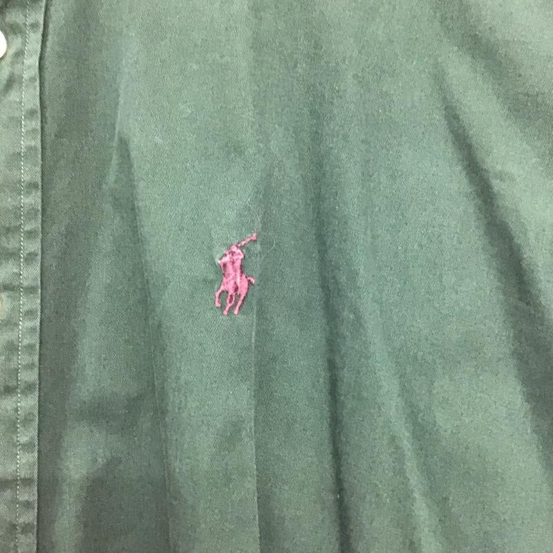 ラルフローレン RALPHLAUREN シャツ、ブラウス 長袖 長袖シャツ 無地シャツ カラーシャツ ボタンダウンシャツ XL ロゴ、文字 緑 / グリーン /  メンズ USED 古着 中古 10142598