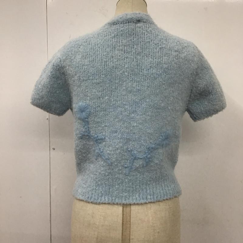 ザラ ZARA カーディガン 半袖 半袖ニットカーディガン 前開き S 刺繍 青 / ブルー /  レディース USED 古着 中古 10118528
