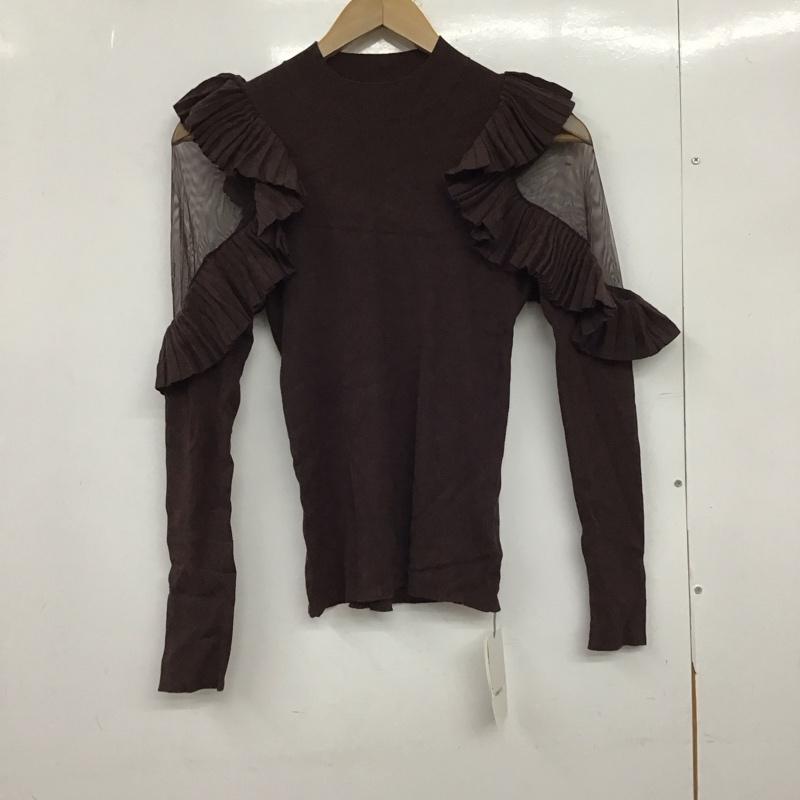 スナイデル SNIDEL ニット、セーター 長袖 swnt214130 プリーツフリルスリーブニット ONE SIZE 無地 茶 / ブラウン /  レディース USED 古着 中古 10150184