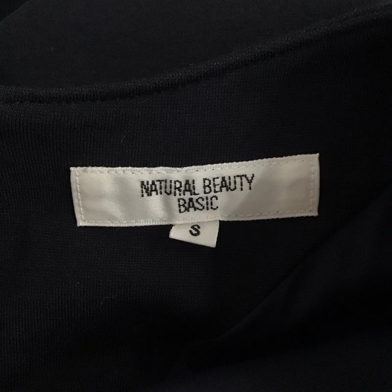 ナチュラルビューティーベーシック NATURAL BEAUTY BASIC ワンピース ひざ丈スカート 017-6146231 レイヤード風 七分袖 S レース柄 紺 / ネイビー /  レディース USED 古着 中古 10114014