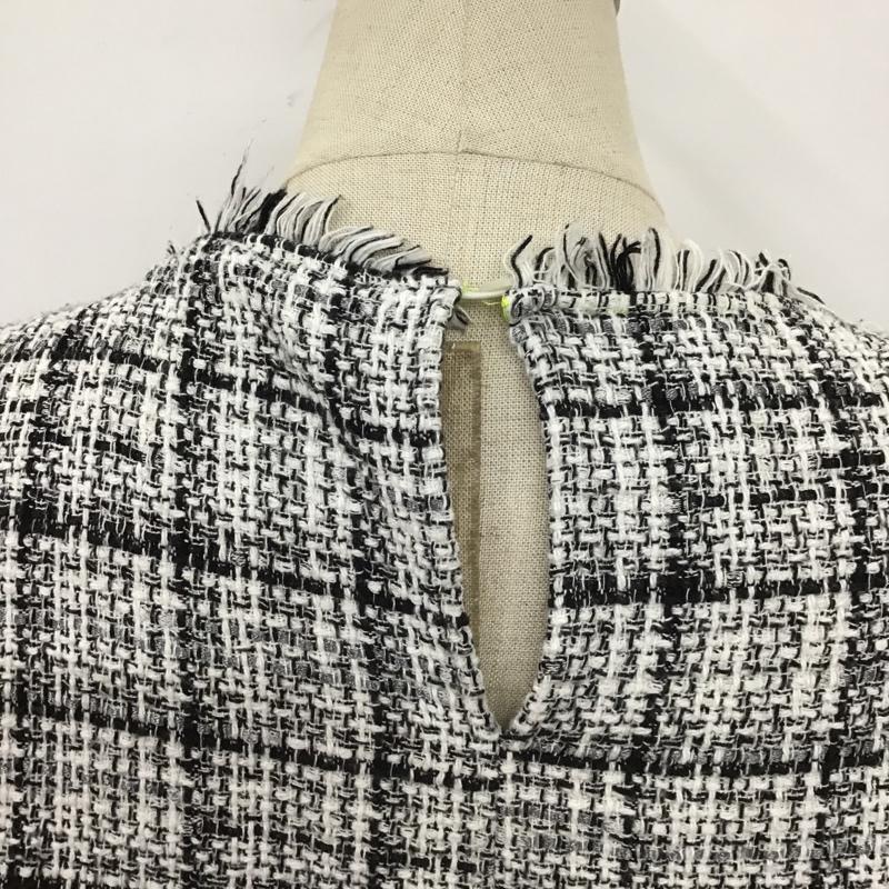 ザラ ZARA カットソー 半袖 半袖カットソー 半袖シャツカットソー 切り替えカットソー クルーネック L 総柄 白 / ホワイト / X 黒 / ブラック /  レディース USED 古着 中古 10105862