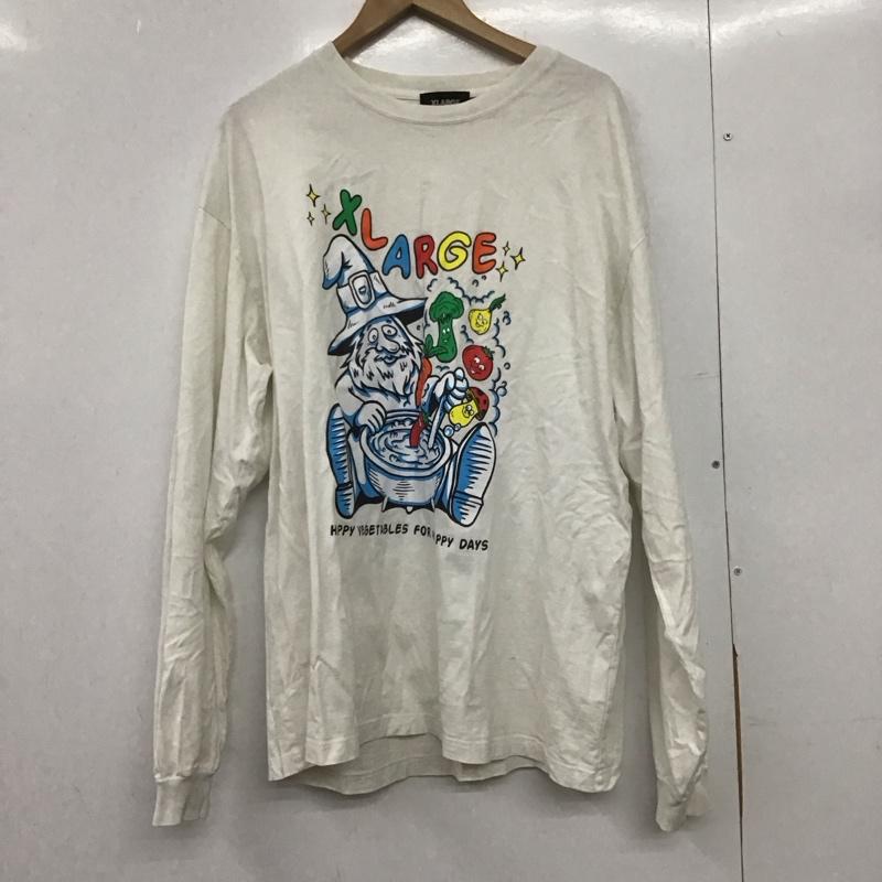 エクストララージ XLARGE カットソー 長袖 長袖カットソー プリントカットソー クルーネック XL プリント 白 / ホワイト /  メンズ USED 古着 中古 10148514