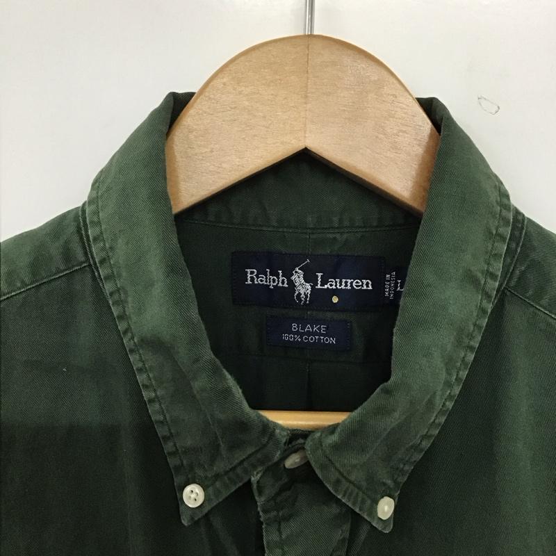 ラルフローレン RALPHLAUREN シャツ、ブラウス 長袖 長袖シャツ 無地シャツ カラーシャツ ボタンダウンシャツ L ロゴ、文字 緑 / グリーン /  メンズ USED 古着 中古 10144933