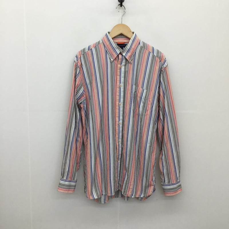 トミーヒルフィガー TOMMY HILFIGER シャツ、ブラウス 長袖 TOMMY HILFIGER 長袖シャツ M ストライプ 白 / ホワイト / X 青 / ブルー / X 赤 / レッド / X 橙 / オレンジ / X 薄緑 / ライトグリーン /  メンズ USED 古着 中古 10129217