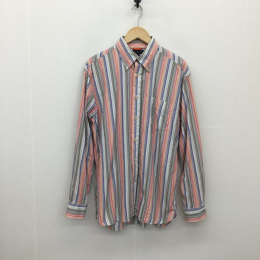 トミーヒルフィガー TOMMY HILFIGER シャツ、ブラウス 長袖 TOMMY HILFIGER 長袖シャツ M ストライプ 白 / ホワイト / X 青 / ブルー / X 赤 / レッド / X 橙 / オレンジ / X 薄緑 / ライトグリーン /  メンズ USED 古着 中古 10129217